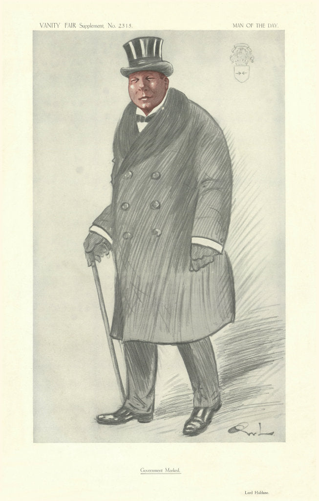 VANITY FAIR SPY CARTOON Richard, Viscount Haldane 'Government Marked'. OWL 1913